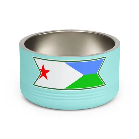 Djibouti Blue Green Triangle Pet Bowl — front view