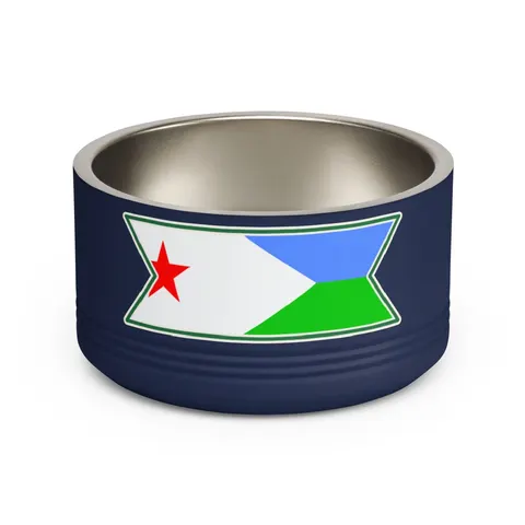Djibouti Blue Green Triangle Pet Bowl — front view