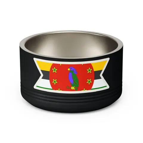 Dominica Green Cross & Circle Pet Bowl — back view