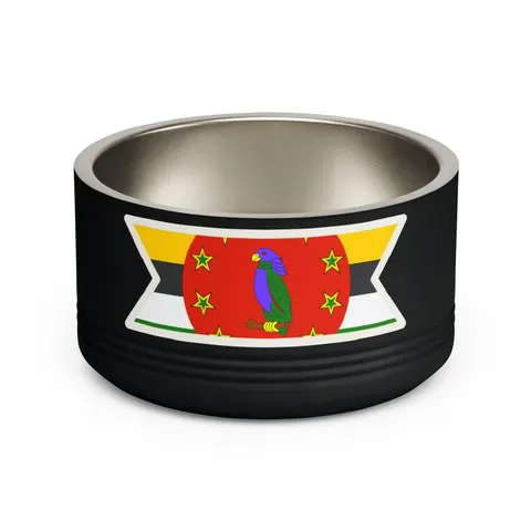 Dominica Green Cross & Circle Pet Bowl — front view
