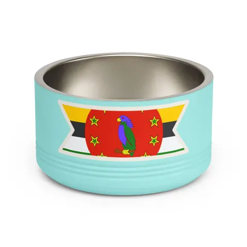 Dominica Green Cross & Circle Pet Bowl — front view