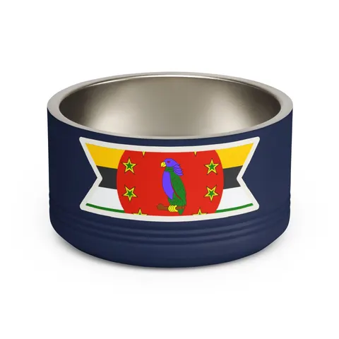 Dominica Green Cross & Circle Pet Bowl — front view