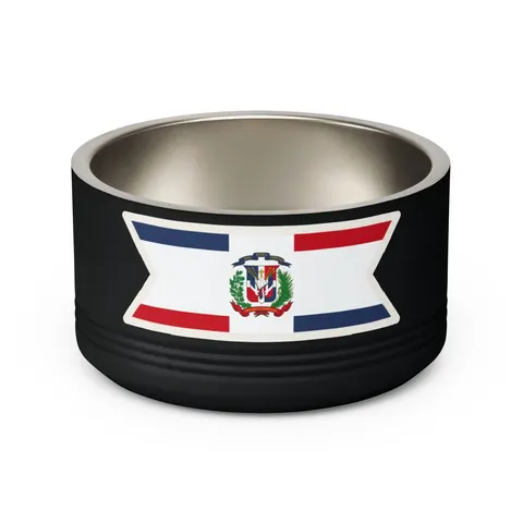 Dominican Republic Cross & Quarters Pet Bowl — back view