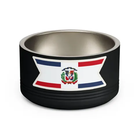 Dominican Republic Cross & Quarters Pet Bowl — front view