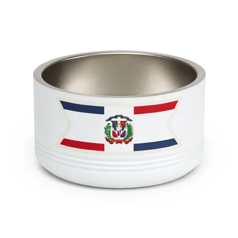 Dominican Republic Cross & Quarters Pet Bowl — front view
