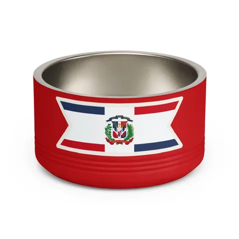 Dominican Republic Cross & Quarters Pet Bowl — front view