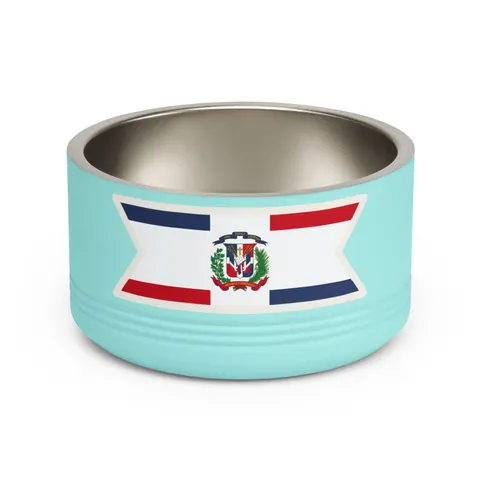 Dominican Republic Cross & Quarters Pet Bowl — front view