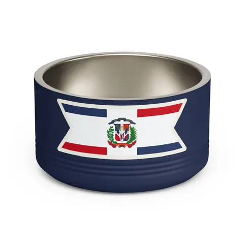 Dominican Republic Cross & Quarters Pet Bowl — front view