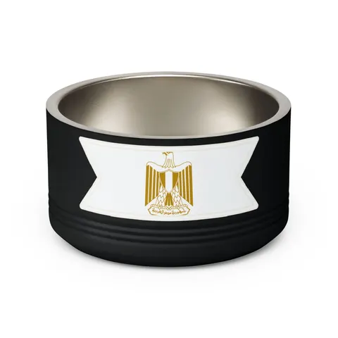 Egypt Red White Black Emblem Pet Bowl — back view