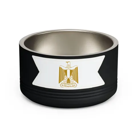 Egypt Red White Black Emblem Pet Bowl — front view
