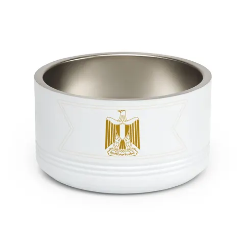 Egypt Red White Black Emblem Pet Bowl — front view