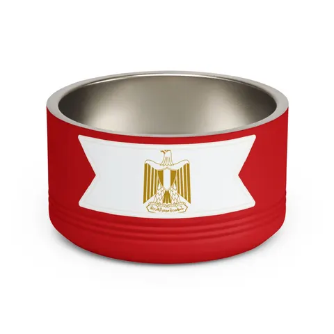 Egypt Red White Black Emblem Pet Bowl — front view