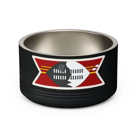 Eswatini Blue Red Yellow Shield Pet Bowl — back view