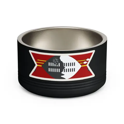 Eswatini Blue Red Yellow Shield Pet Bowl — front view