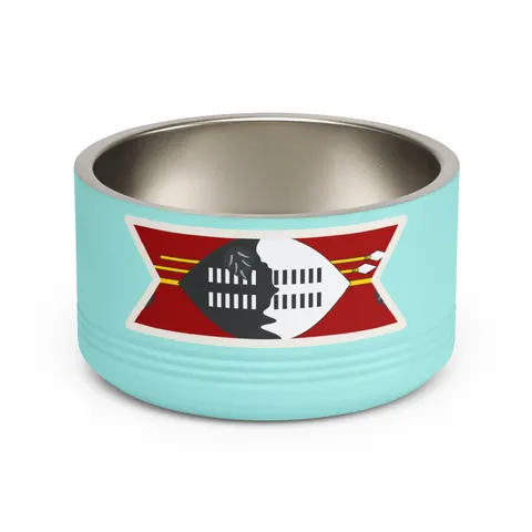 Eswatini Blue Red Yellow Shield Pet Bowl — front view