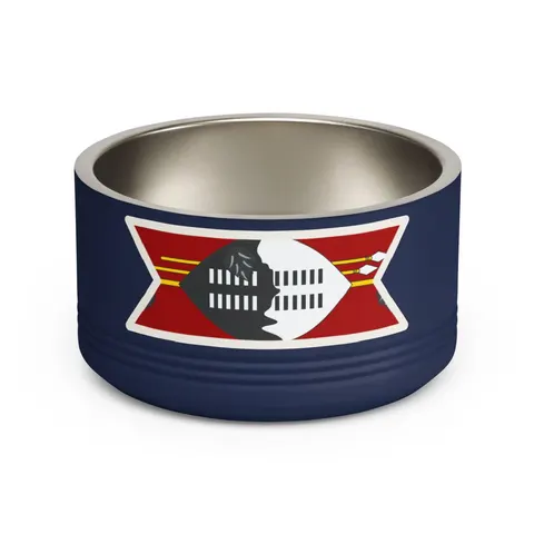 Eswatini Blue Red Yellow Shield Pet Bowl — front view