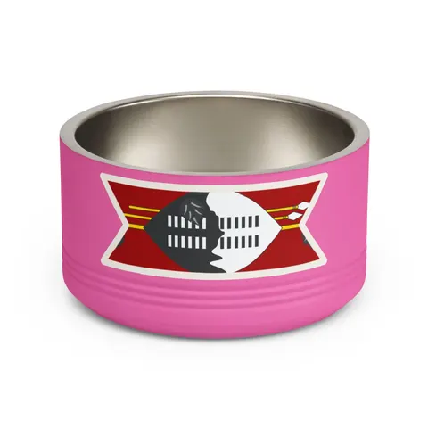 Eswatini Blue Red Yellow Shield Pet Bowl — front view