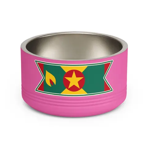 Grenada Red Green Gold Pattern Pet Bowl — front view