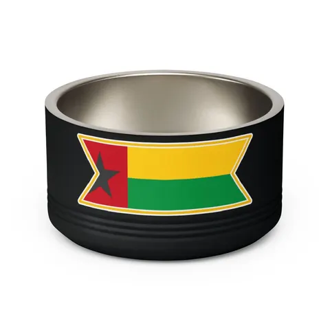 Guinea-Bissau Red Yellow Green Star Pet Bowl — back view