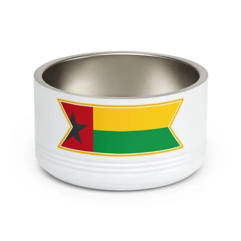 Guinea-Bissau Red Yellow Green Star Pet Bowl — front view