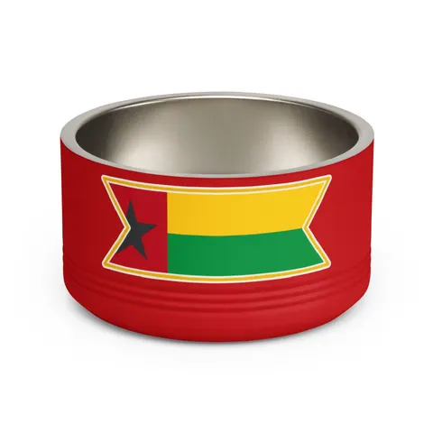 Guinea-Bissau Red Yellow Green Star Pet Bowl — front view