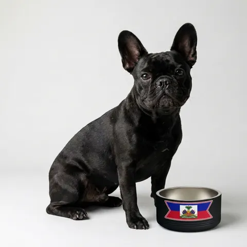 Haiti Blue Red Banner Pet Bowl