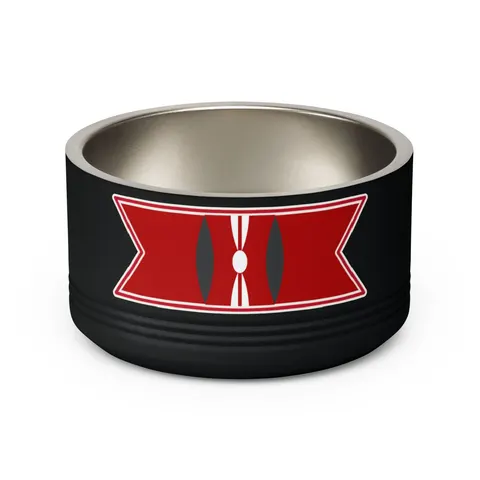 Kenya Black Red Green Stripes Pet Bowl — back view