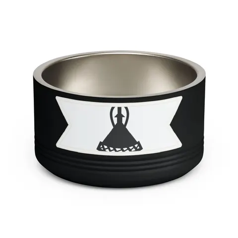 Lesotho Blue White Green Emblem Pet Bowl — front view