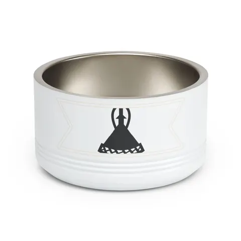 Lesotho Blue White Green Emblem Pet Bowl — front view