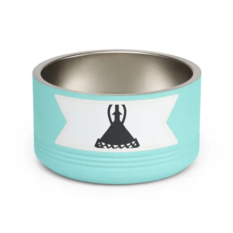 Lesotho Blue White Green Emblem Pet Bowl — front view