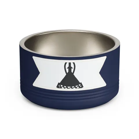 Lesotho Blue White Green Emblem Pet Bowl — front view