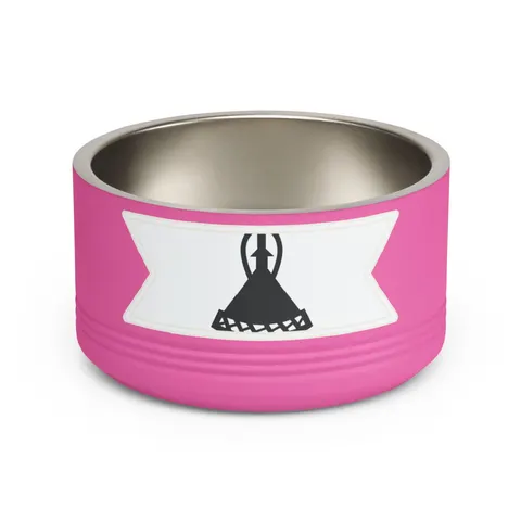 Lesotho Blue White Green Emblem Pet Bowl — front view