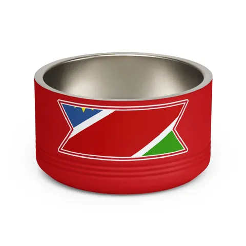 Namibia Diagonal Blue Red Green Pet Bowl — front view