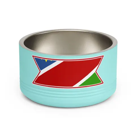 Namibia Diagonal Blue Red Green Pet Bowl — front view