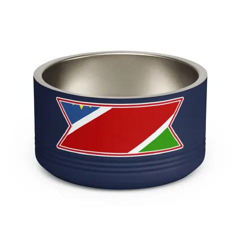 Namibia Diagonal Blue Red Green Pet Bowl — front view