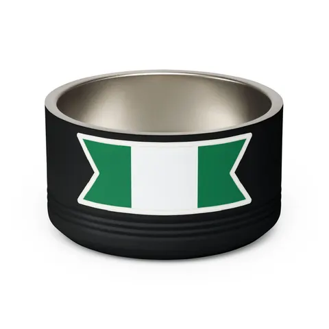 Nigeria Green & White Stripes Pet Bowl — back view
