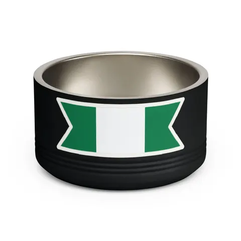 Nigeria Green & White Stripes Pet Bowl — front view