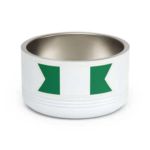 Nigeria Green & White Stripes Pet Bowl — front view
