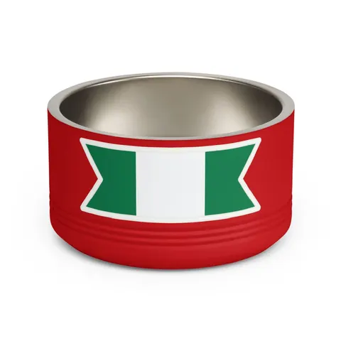 Nigeria Green & White Stripes Pet Bowl — front view