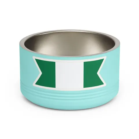 Nigeria Green & White Stripes Pet Bowl — front view