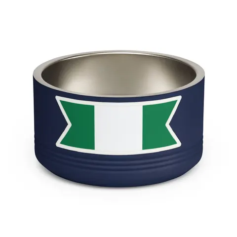 Nigeria Green & White Stripes Pet Bowl — front view