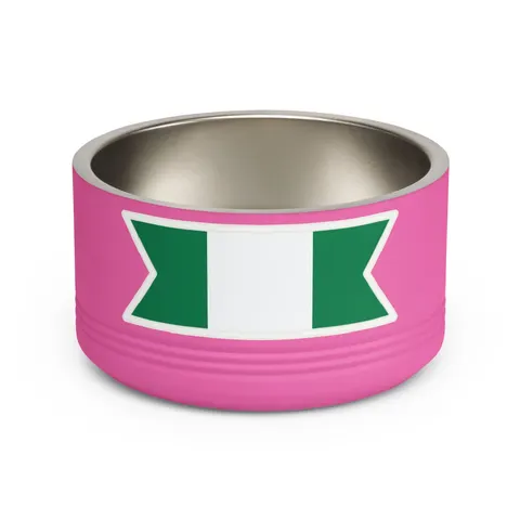 Nigeria Green & White Stripes Pet Bowl — front view