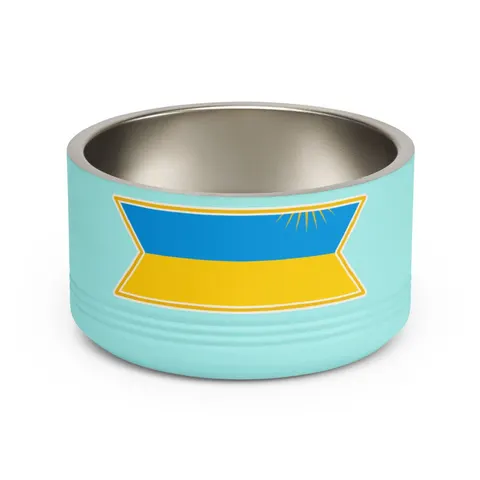 Rwanda Sky Blue & Sun Pet Bowl — front view