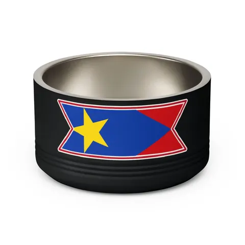 South Sudan Stripes & Blue Triangle Pet Bowl — back view