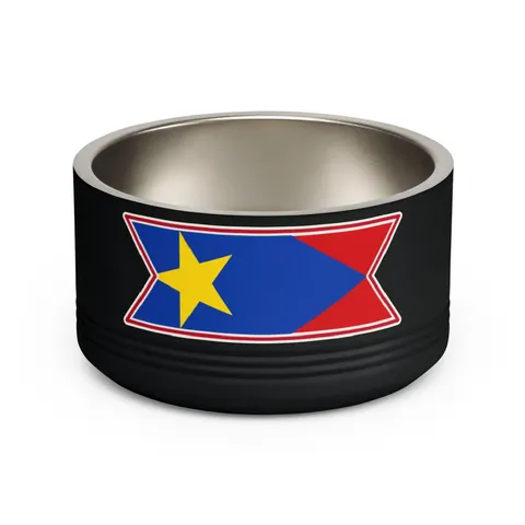 South Sudan Stripes & Blue Triangle Pet Bowl — front view