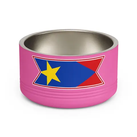 South Sudan Stripes & Blue Triangle Pet Bowl — front view
