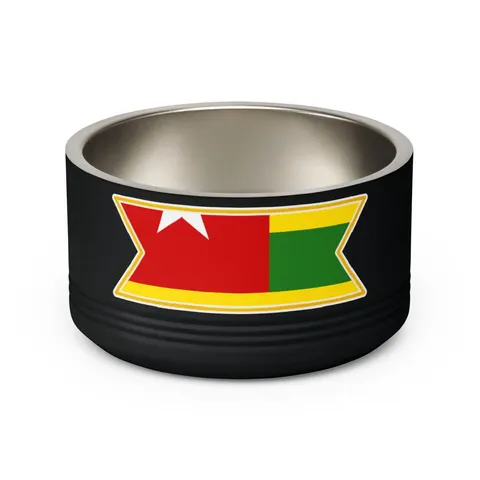 Togo Green Yellow Stripes Pet Bowl — back view