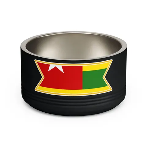 Togo Green Yellow Stripes Pet Bowl — front view