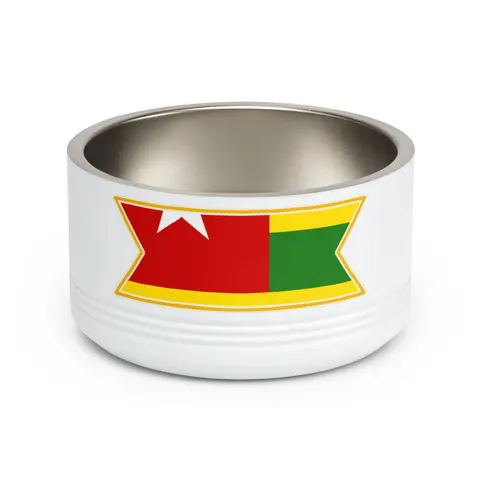 Togo Green Yellow Stripes Pet Bowl — front view