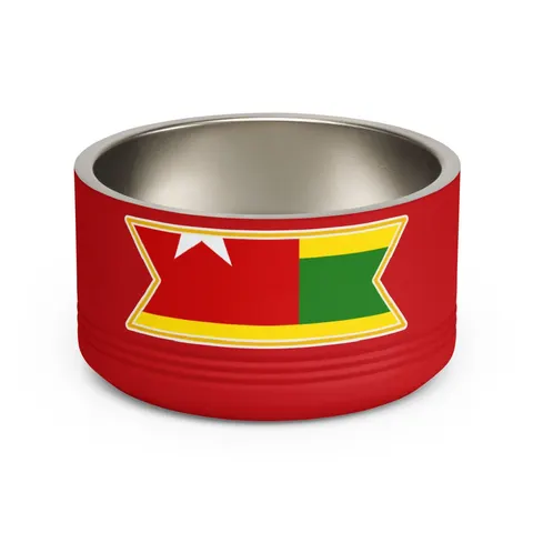 Togo Green Yellow Stripes Pet Bowl — front view